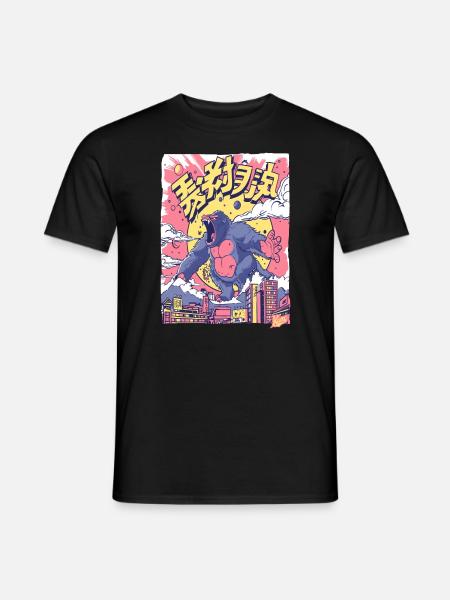 Cartoon Gorilla in Tokyo - Männer T-Shirt - Schwarz
