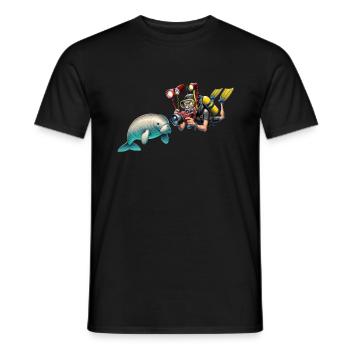 Taucher trifft Unterwasser auf Dugong - Männer T-Shirt - Schwarz - Vorne - AI Model Male 178 light (178cm)
