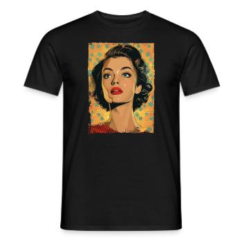 Classic Retro Pop Art Woman - Men's T-Shirt - black - Front - AI Model Male 178 light (178cm)