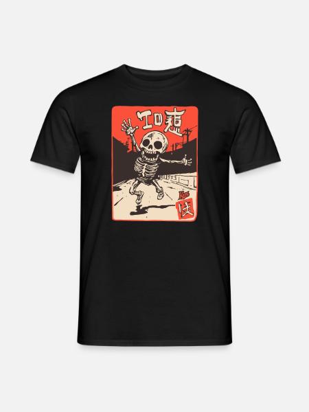 Japanisch Edo Japan Retro-Cartoon-Skelett - Männer T-Shirt - Schwarz