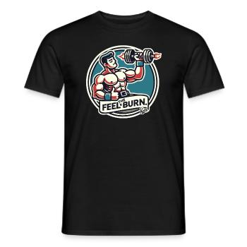 Pompes de bodybuilder fer à repasser : Ressentez la sensation de brûlure - T-shirt homme - noir - Devant - AI Model Male 178 light (178cm)
