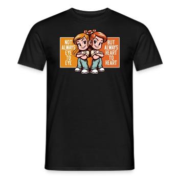 PAS TOUJOURS LES YEUX DANS LES YEUX, MAIS TOUJOURS CŒUR À CŒUR - T-shirt homme - noir - Devant - AI Model Male 178 light (178cm)