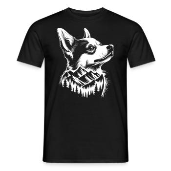 Mountain Corgi Dog - Men's T-Shirt - black - Front - AI Model Male 178 light (178cm)
