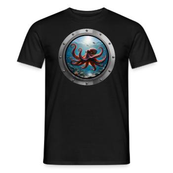 Octopus Animal - Men's T-Shirt - black - Front - AI Model Male 178 light (178cm)