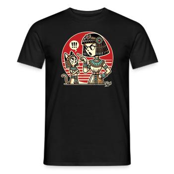 Egyptian queen reprimands the cat - Men's T-Shirt - black - Front - AI Model Male 178 light (178cm)