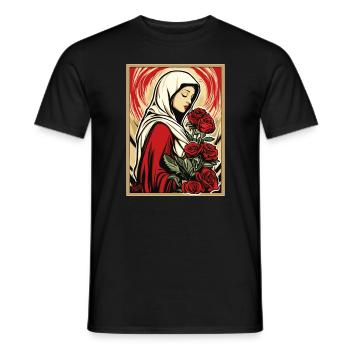 The beautiful maid with roses - Men's T-Shirt - black - Front - AI Model Male 178 light (178cm)
