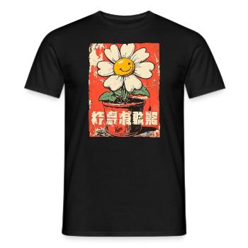 Drôle de fleur dans un pot de fleurs - T-shirt homme - noir - Devant - AI Model Male 178 light (178cm)