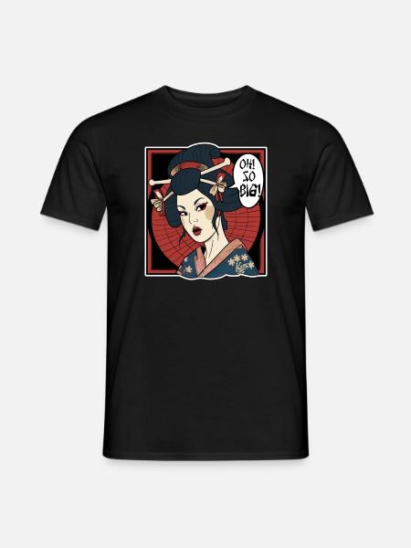 Japanese geisha thinks: "It's so big" - Men's T-Shirt - black