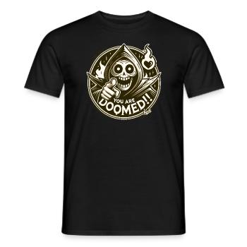 « Tu es damné ! » drôle de Faucheuse avec du cœur - T-shirt homme - noir - Devant - AI Model Male 178 light (178cm)