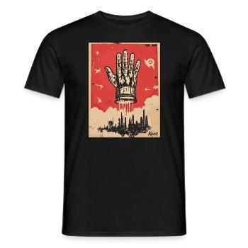 Die Hand im Propaganda Stil - Männer T-Shirt - Schwarz - Vorne - AI Model Male 178 light (178cm)