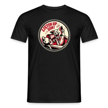 Listen, my son! Loud Megaphone Dad - Men's T-Shirt - black - Front - AI Model Male 178 light (178cm)