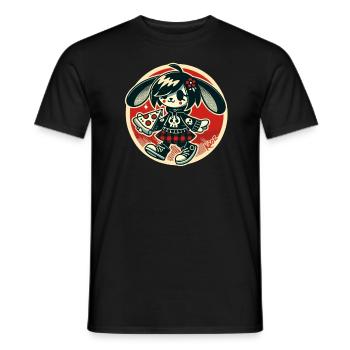 Lustiger Punk-Hase mit Pizza - Männer T-Shirt - Schwarz - Vorne - AI Model Male 178 light (178cm)