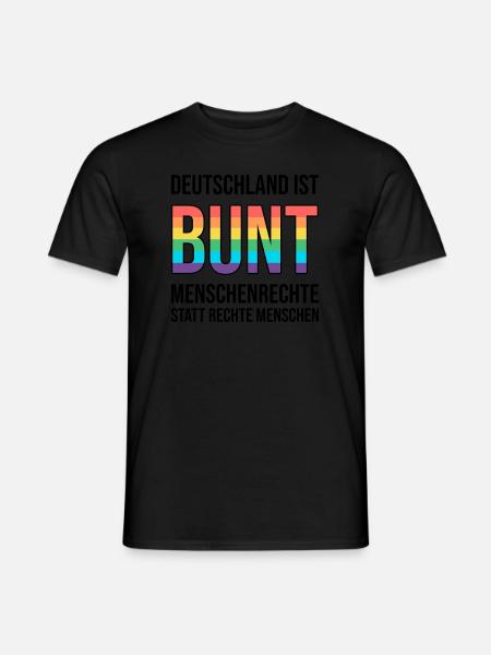 Demokratie, Toleranz Vielfalt Deutschland ist bunt - Männer T-Shirt - Schwarz