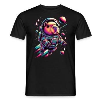 Capybaras Cute Capybara Astronaut - Men's T-Shirt - black - Front - AI Model Male 178 light (178cm)
