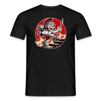 Cheerful Roman soldier hiking - Men's T-Shirt - black - Front - AI Model Male 178 light (178cm)