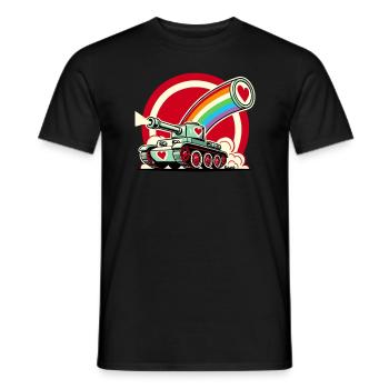 Regenbogen-Panzer, schießt Herzen der Liebe - Männer T-Shirt - Schwarz - Vorne - AI Model Male 178 light (178cm)