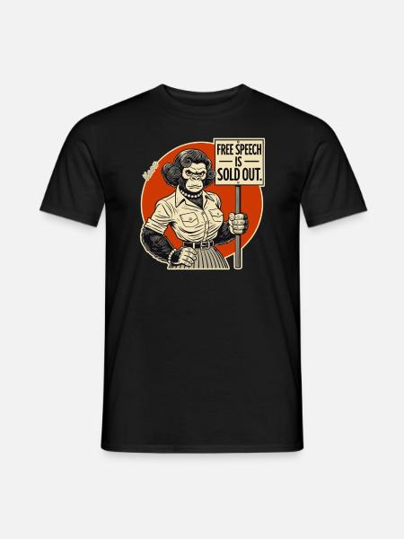 Gorilla mit Schild: Meinungsfreiheit ausverkauft - Männer T-Shirt - Schwarz