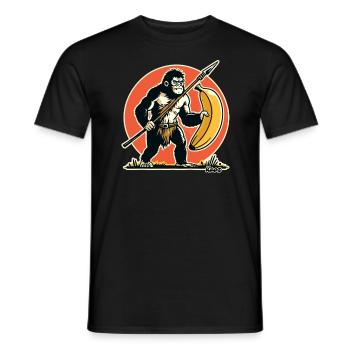 Hunter and gatherer gorilla with banana - Men's T-Shirt - black - Front - AI Model Male 178 light (178cm)