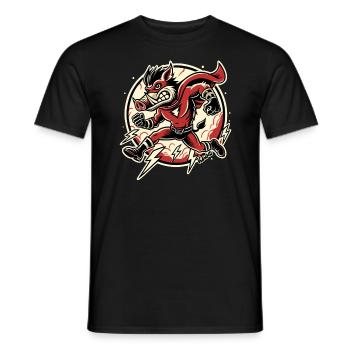 Super Wild Boar – Lightning fast and unstoppable! - Men's T-Shirt - black - Front - AI Model Male 178 light (178cm)