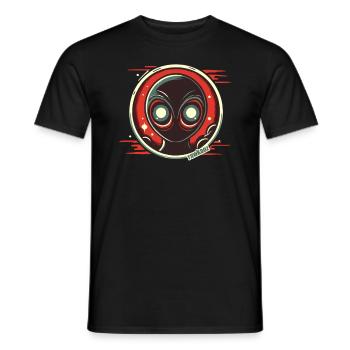Mysterious alien with shining eyes - Men's T-Shirt - black - Front - AI Model Male 178 light (178cm)