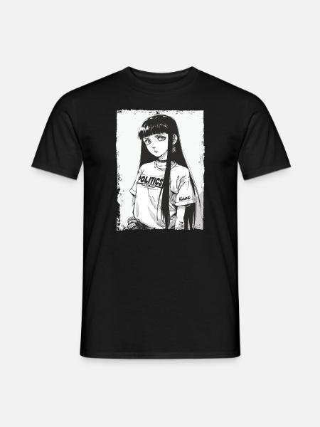 Japanese Cartoon Girl and Politics - Men's T-Shirt - black