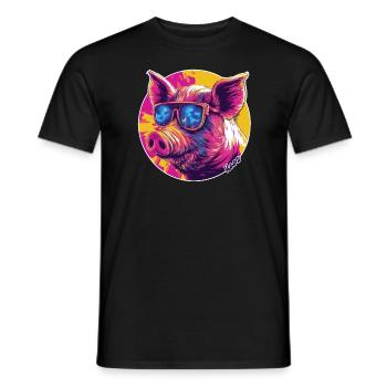 Cool pig with sunglasses - Men's T-Shirt - black - Front - AI Model Male 178 light (178cm)