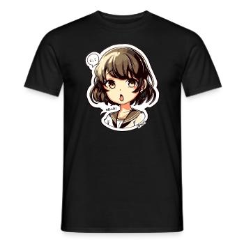 Jolie fille de dessin animé - Bonjour ! Ballon - T-shirt homme - noir - Devant - AI Model Male 178 light (178cm)