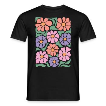 Boho Flora Flowers - Men's T-Shirt - black - Front - AI Model Male 178 light (178cm)