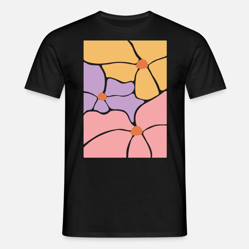 Boho Flora Blumen - Männer T-Shirt - Schwarz