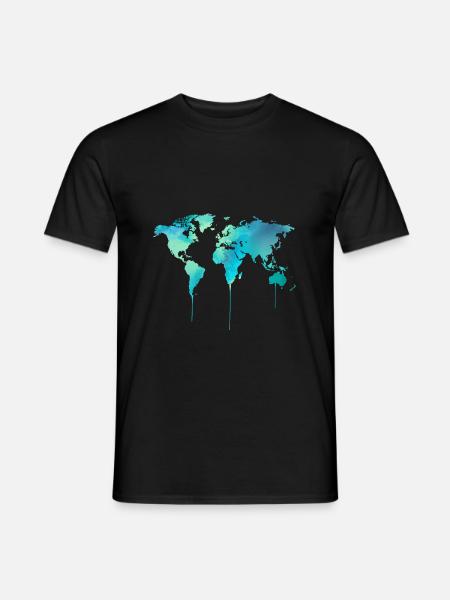 Weltkarte Erde Landkarte - Männer T-Shirt - Schwarz