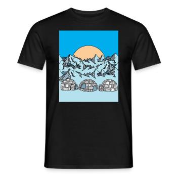 Igloo Snow and ice landscape - Men's T-Shirt - black - Front - AI Model Male 178 light (178cm)