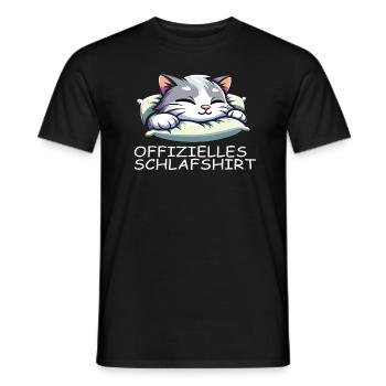 Katze Schlafshirt - Männer T-Shirt - Schwarz - Vorne - AI Model Male 178 light (178cm)