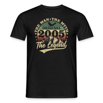 2005 Vintage anniversaire homme mythe légende - T-shirt homme - noir - Devant - AI Model Male 178 light (178cm)