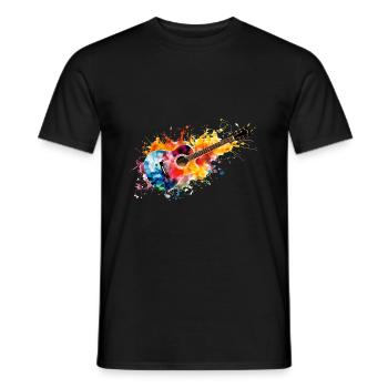 Retro Gitarre in bunten Farben Musiker Hippie - Männer T-Shirt - Schwarz - Vorne - AI Model Male 178 light (178cm)