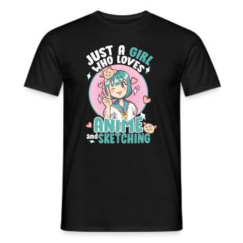 Anime Sketching Drawing Art Paint Draw Comic - Men's T-Shirt - black - Front - AI Model Male 178 light (178cm)