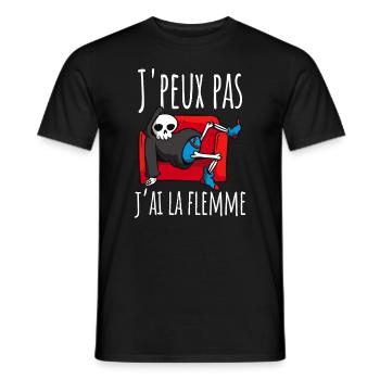 J'Peux Pas J'ai la Flemme - T-shirt homme - noir - Devant - AI Model Male 178 light (178cm)
