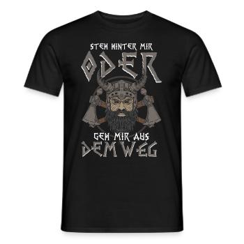 Wikinger Steh Hinter Mir - Männer T-Shirt - Schwarz - Vorne - AI Model Male 178 light (178cm)