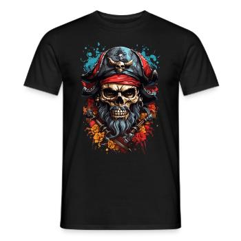 Buccaneer Skull: Spooky Adventures - Men's T-Shirt - black - Front - AI Model Male 178 light (178cm)