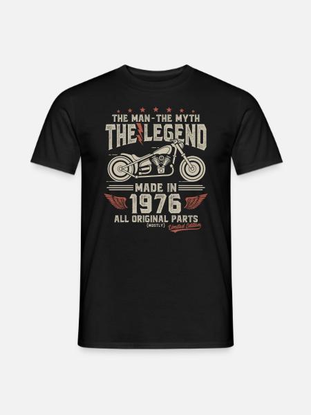 1976 Jahrgang Mann Mythos Legende Motorrad - Männer T-Shirt - Schwarz
