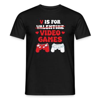 Valentine Video Games Herz Für Computer Spiele - Männer T-Shirt - Schwarz - Vorne - AI Model Male 178 light (178cm)