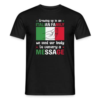 Italien famille corps parlant signe de la main - T-shirt homme - noir - Devant - AI Model Male 178 light (178cm)