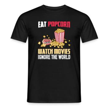 Manger du pop-corn Regarder des films Ignorer le monde - T-shirt homme - noir - Devant - AI Model Male 178 light (178cm)