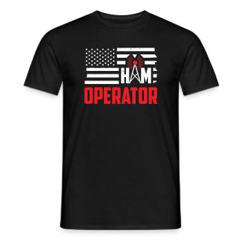 Ham Operator USA Flagge Moderator Radio Geschenk - Männer T-Shirt - Schwarz - Vorne - AI Model Male 178 light (178cm)