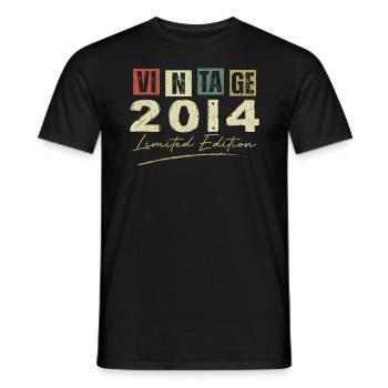 Vintage 2014 Original 2014 Anniversary Gift - Men's T-Shirt - black - Front - AI Model Male 178 light (178cm)