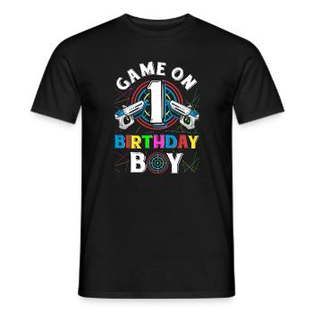 Lasertag Game On 1 Birthday Boy Indoor Laser Tag - Men's T-Shirt - black - Front - AI Model Male 178 light (178cm)