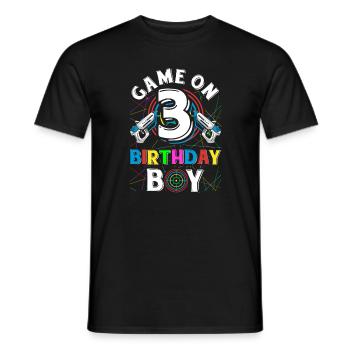 Lasertag Game On 3 Birthday Boy Indoor Laser Tag - Men's T-Shirt - black - Front - AI Model Male 178 light (178cm)