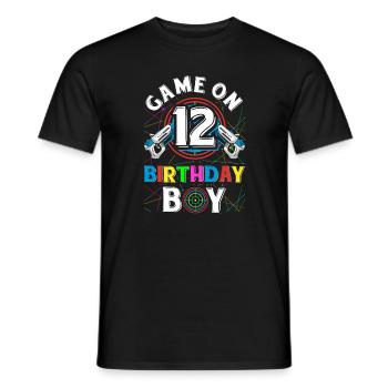 Lasertag Game On 12 Birthday Boy Indoor Laser Tag - Männer T-Shirt - Schwarz - Vorne - AI Model Male 178 light (178cm)