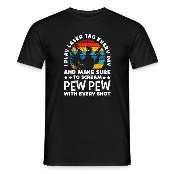 Laser Tag Every Day Pew Pew Chicken Lasergame - Men's T-Shirt - black - Front - AI Model Male 178 light (178cm)