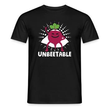 Beetroot vegetables for vegans Saying: Unbeetable - Men's T-Shirt - black - Front - AI Model Male 178 light (178cm)