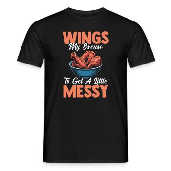 Chicken Wings My Excuse To Get A Little Messy - Men's T-Shirt - black - Front - AI Model Male 178 light (178cm)